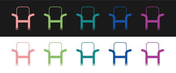 设置野营便携式折叠椅图标孤立图片下载