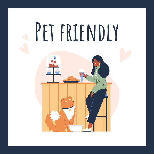 宠物友好的咖啡店或咖啡馆广告横幅，平面矢量插图。图片下载