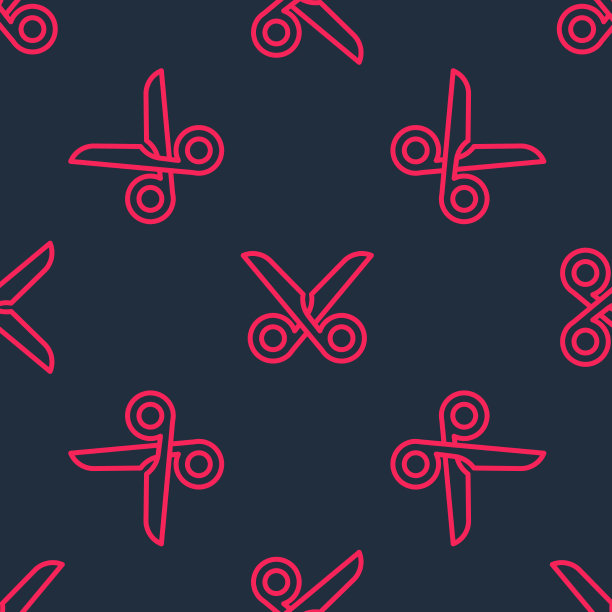 红线剪刀图标隔离无缝图案图片下载