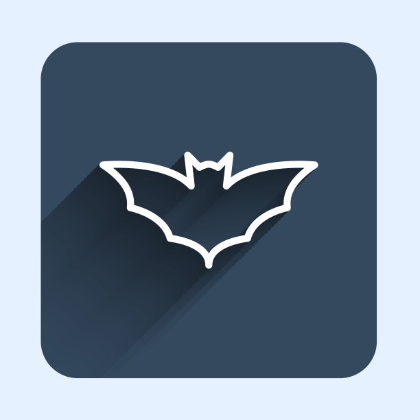 白线飞行蝙蝠图标与长孤立图片下载