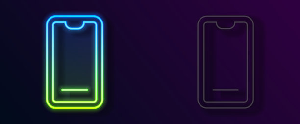 发光的霓虹灯线食品订购移动图标图片下载