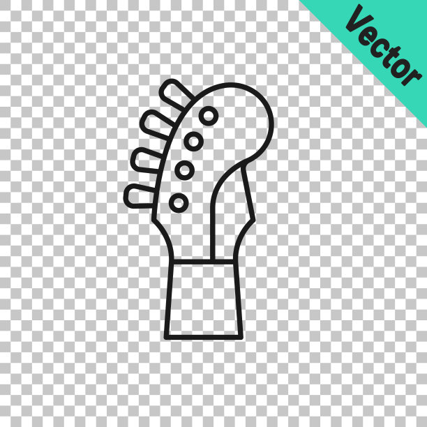 黑线吉他颈图标孤立上图片下载