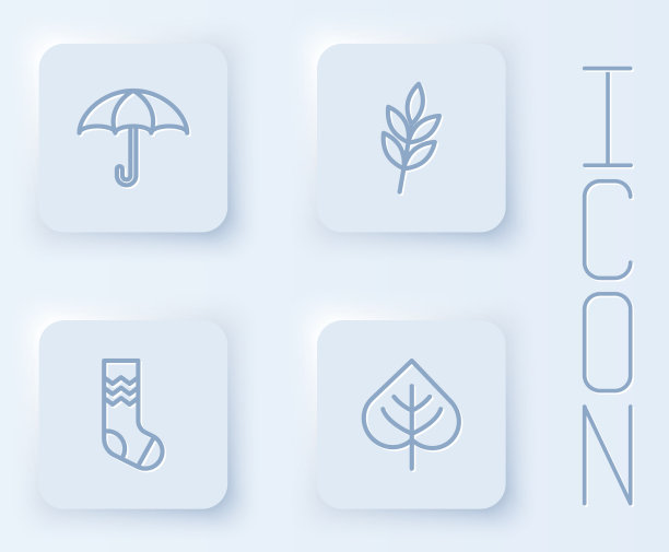 设置线伞叶袜子和白色正方形图片下载