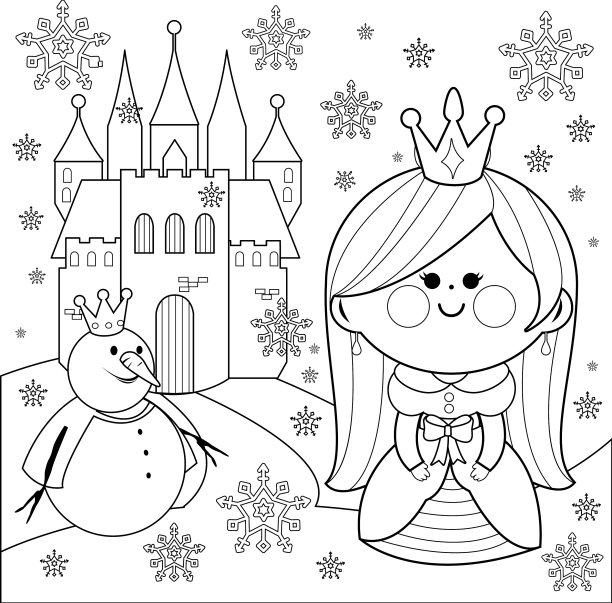 公主在雪地里有一座城堡图片下载