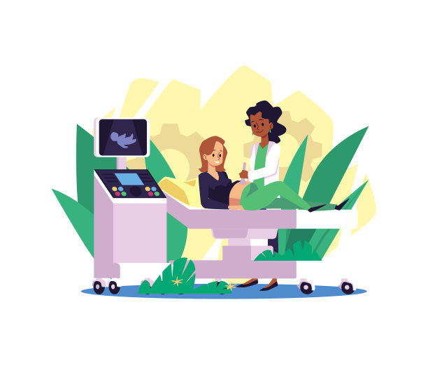 女医生在检查孕妇腹部图片下载