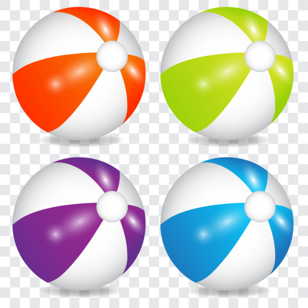 彩色沙滩球收集，矢量插图。图片下载