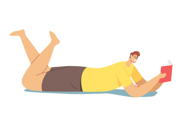 男子躺在地板上读书大学图片下载