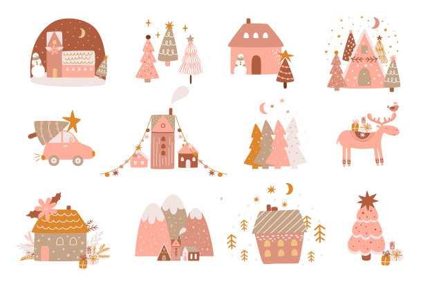 粉红色的圣诞和新年元素奠定了冬季的基调图片下载