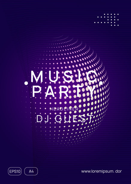 霓虹灯俱乐部传单。电子舞曲。恍惚dj。电子声音电影节。科技活动的海报。图片下载