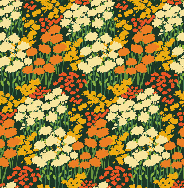 天衣无缝的图案，花香的质感，点缀着风景如画的草甸。向量。图片下载