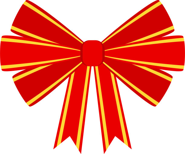 装饰节日红色蝴蝶结与黄色镶边。贺卡图标。图片下载