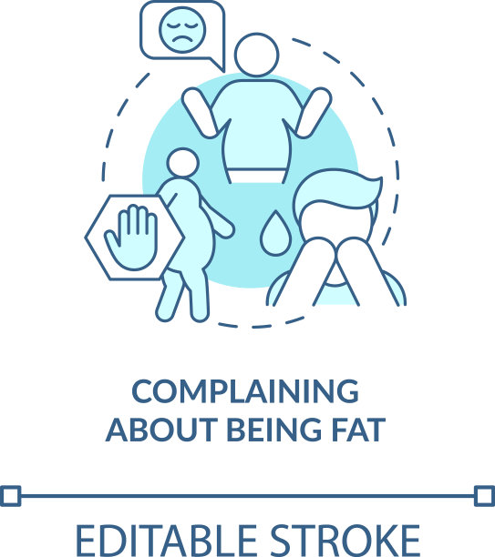 抱怨自己是肥胖的蓝绿色概念图标图片下载