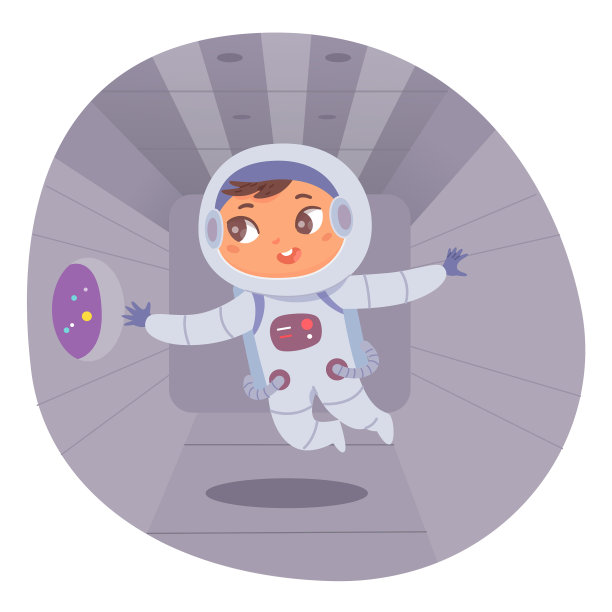 孩子宇航员在航天飞机内飞行在零图片下载
