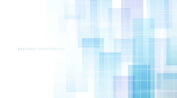 抽象的蓝色和紫色几何方形在白色背景。现代简单的垂直重叠方形图形设计。简约的几何图案。矢量图图片下载