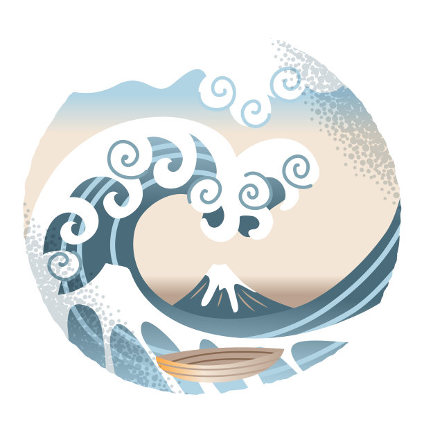 日本的富士山和巨浪图片下载