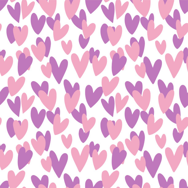 手绘涂鸦心无缝图案。情人节心形插画。矢量图图片下载