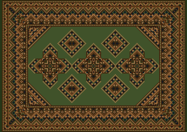 绿色、蓝色、棕色、米色的复古地毯图片下载