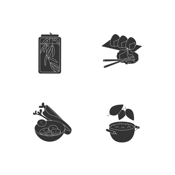 草药和香料字形图标设置图片下载