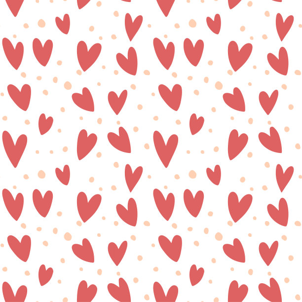 手绘涂鸦心无缝图案。情人节心形插画。矢量图图片下载