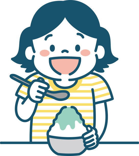 女孩吃刨冰的插图图片下载
