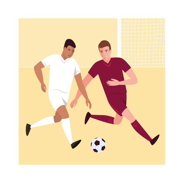 比赛中，来自不同球队的两名球员在足球球门附近的场地上踢球。图片下载