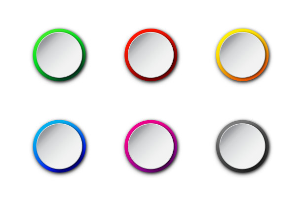 一套折纸圈横幅与阴影。白纸圆笔记。圆的颜色贴纸。平面向量插图。图片下载