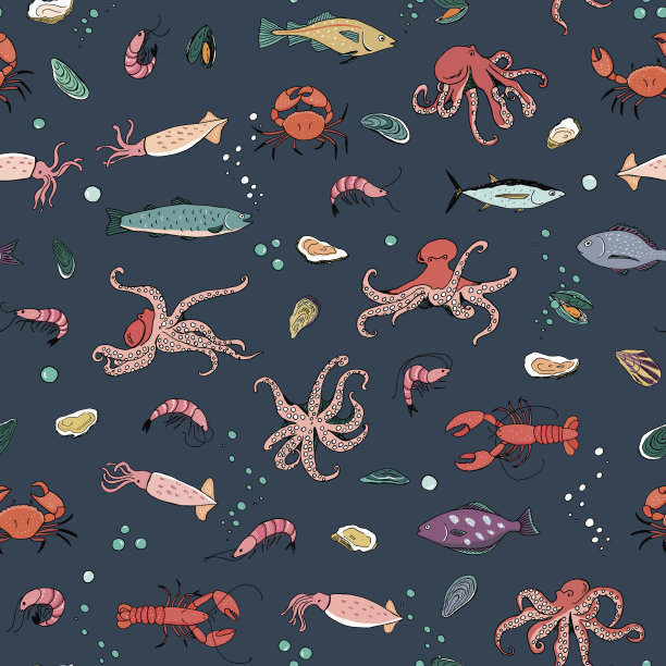 海洋生命矢量无缝模式。图片下载