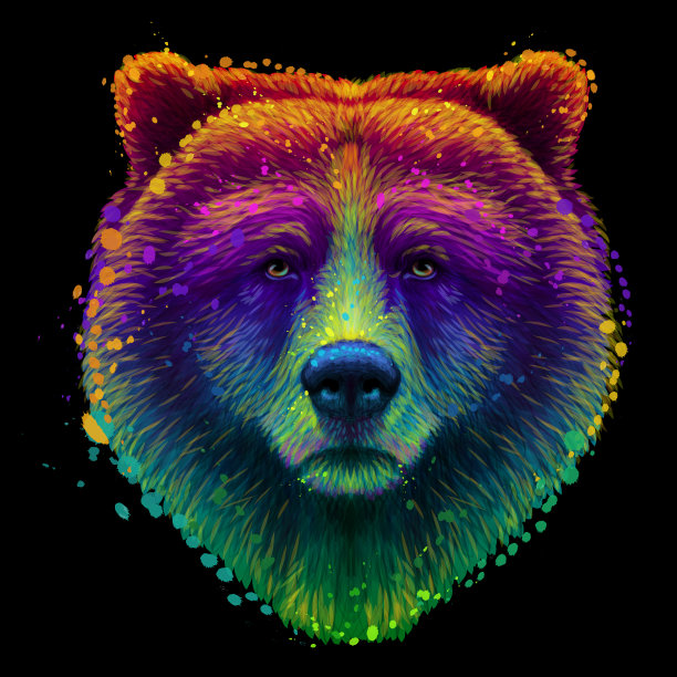 抽象的霓虹灯小熊头像图片下载