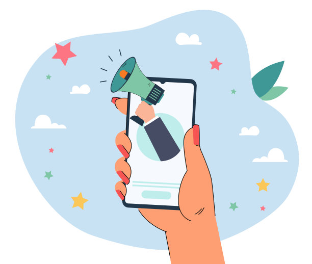 扬声器在手机上屏幕上的平面矢量插图图片下载