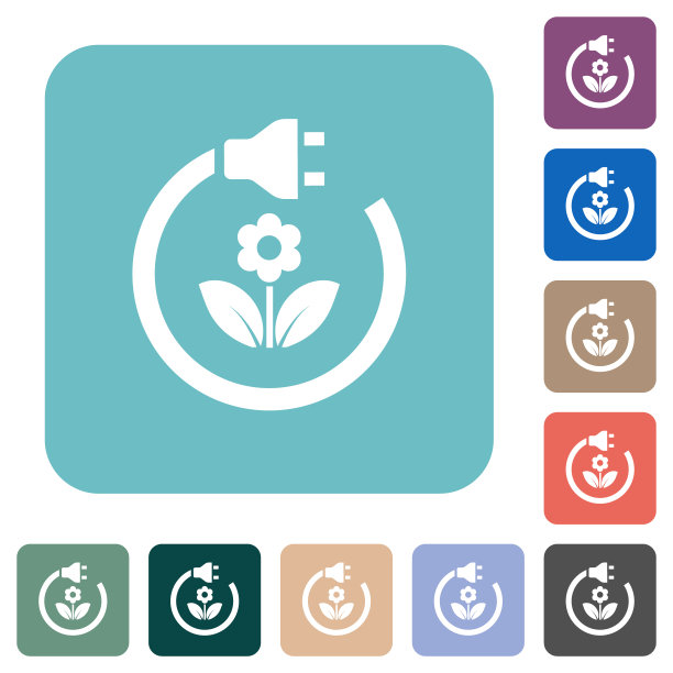 绿色能源圆形方形平面图标图片下载