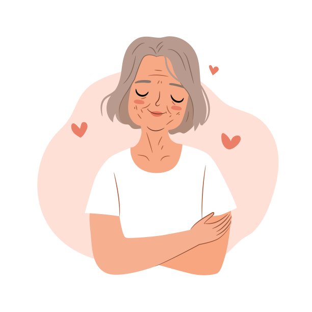 自爱的概念。资深女性性格孤僻。平面向量插图。图片下载