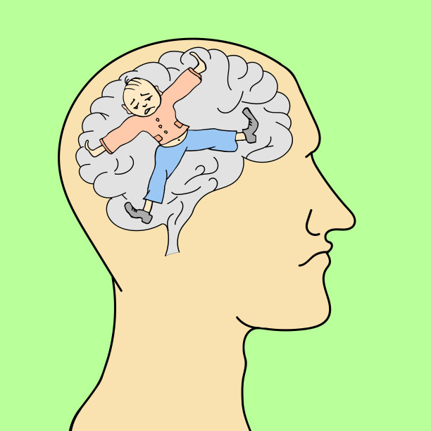 一个男人的剪影。脑子里充满了消极的情绪。矢量图图片下载