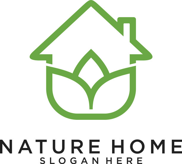 家居自然标志设计自然绿叶和图片下载