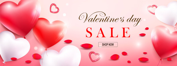 情人节促销海报组成与红色图片下载