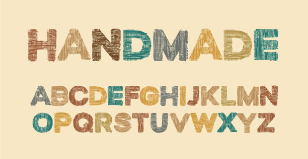文字手工和彩色纺织字母图片下载