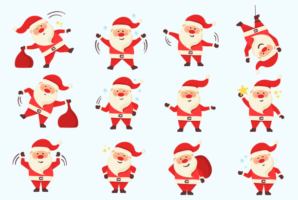 设定圣诞老人和新年人物图片下载