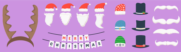 圣诞派对照相亭道具圣诞快乐图片下载