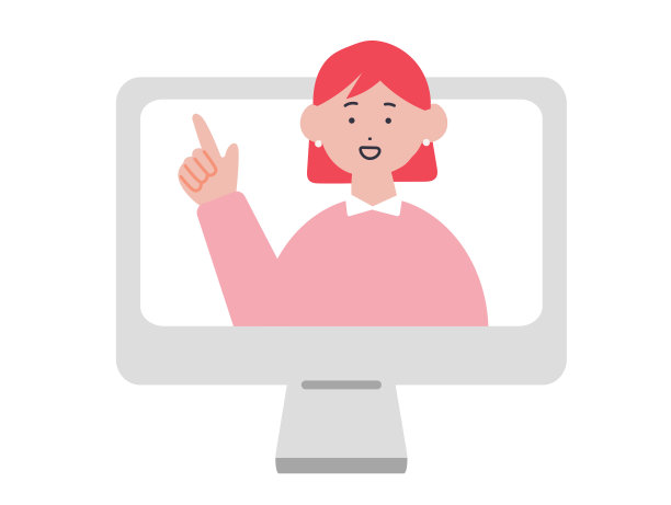 一个女人在网上解释的插图图片下载