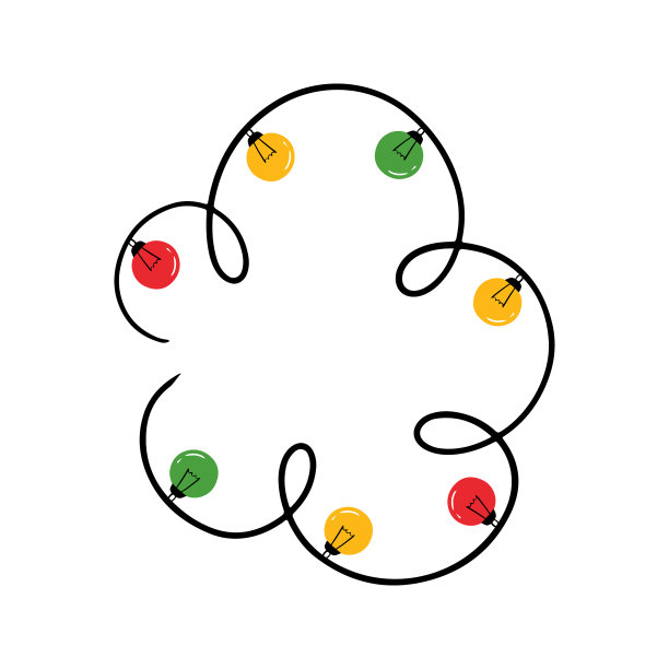 圆框缠结电线，用灯编织成花环图片下载