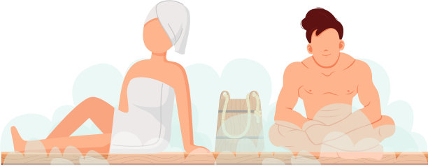 卡通人物在蒸水浴图片下载