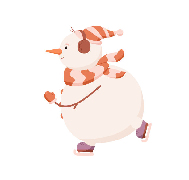 可爱的雪人在滑冰，听着音乐图片下载