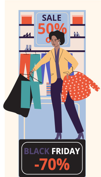 女性在黑色星期五服装商店季节性图片下载