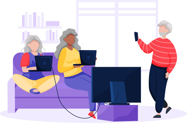 一群使用电脑和技术的老年人图片下载