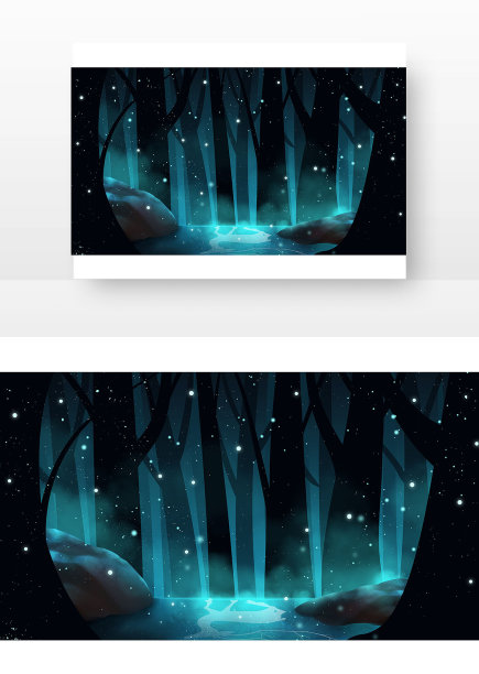 蓝色圣诞节唯美驯鹿插画图片下载