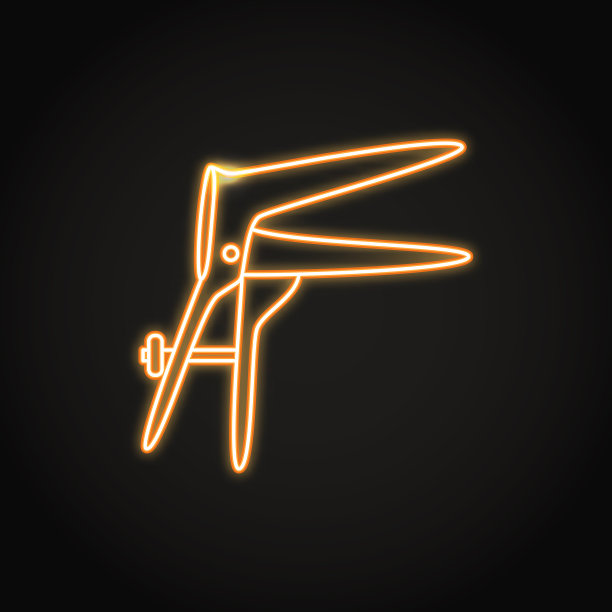 霓虹灯阴道镜图标在线条风格图片下载