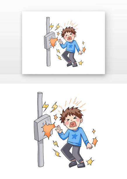 蓝色触摸电线杆用电安全元素图片下载