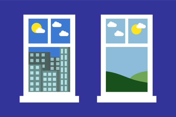 两扇大窗户外有美丽的风景图片下载