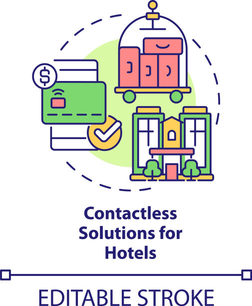 非接触式解决方案的酒店概念图标图片下载