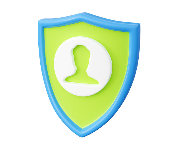 盾牌与人体剪影标志3d渲染插图。化身符号在警戒。图片下载