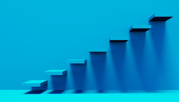 走廊里的抽象楼梯。三维渲染图片下载